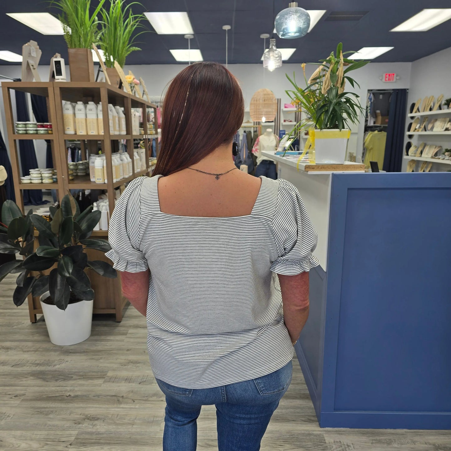 Smocked Stripe Square neck Staccato