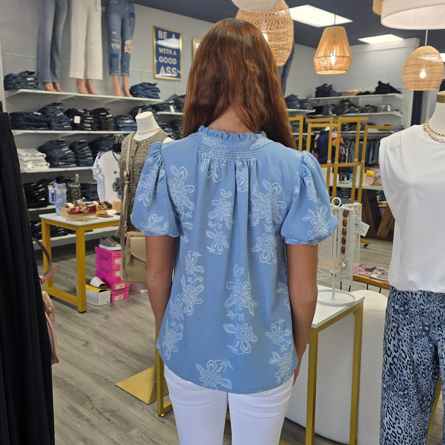 Coastal Bloom Ruffle Blouse Gigio