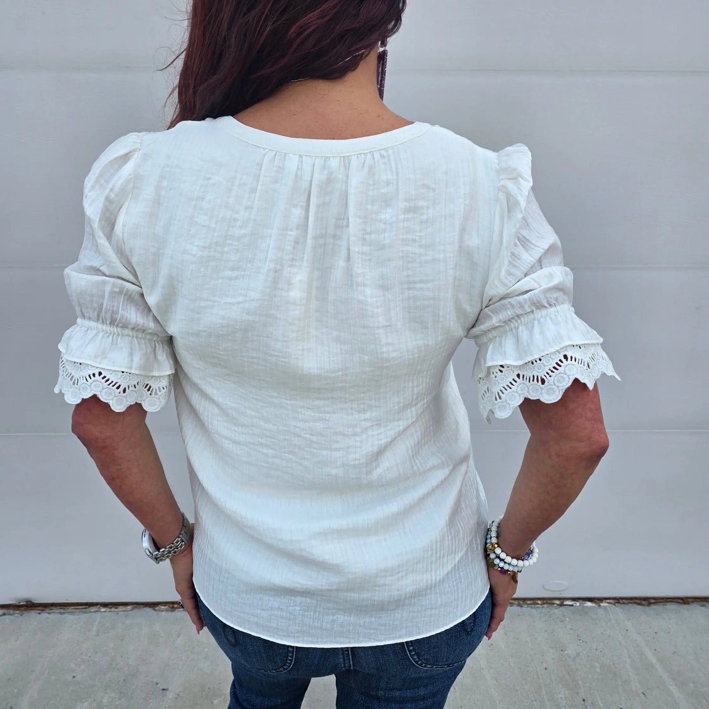 white gauze vneck current air