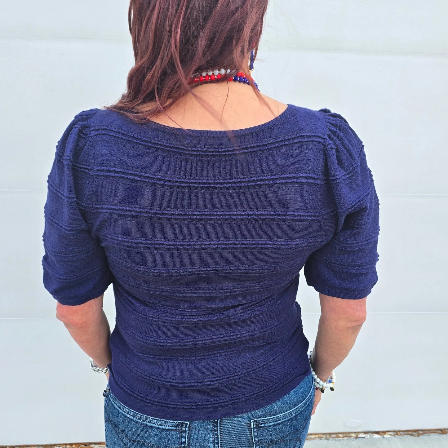 navy blue textured stripes Staccato