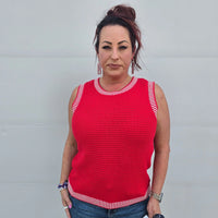 Red striped sleevless sweater Staccato