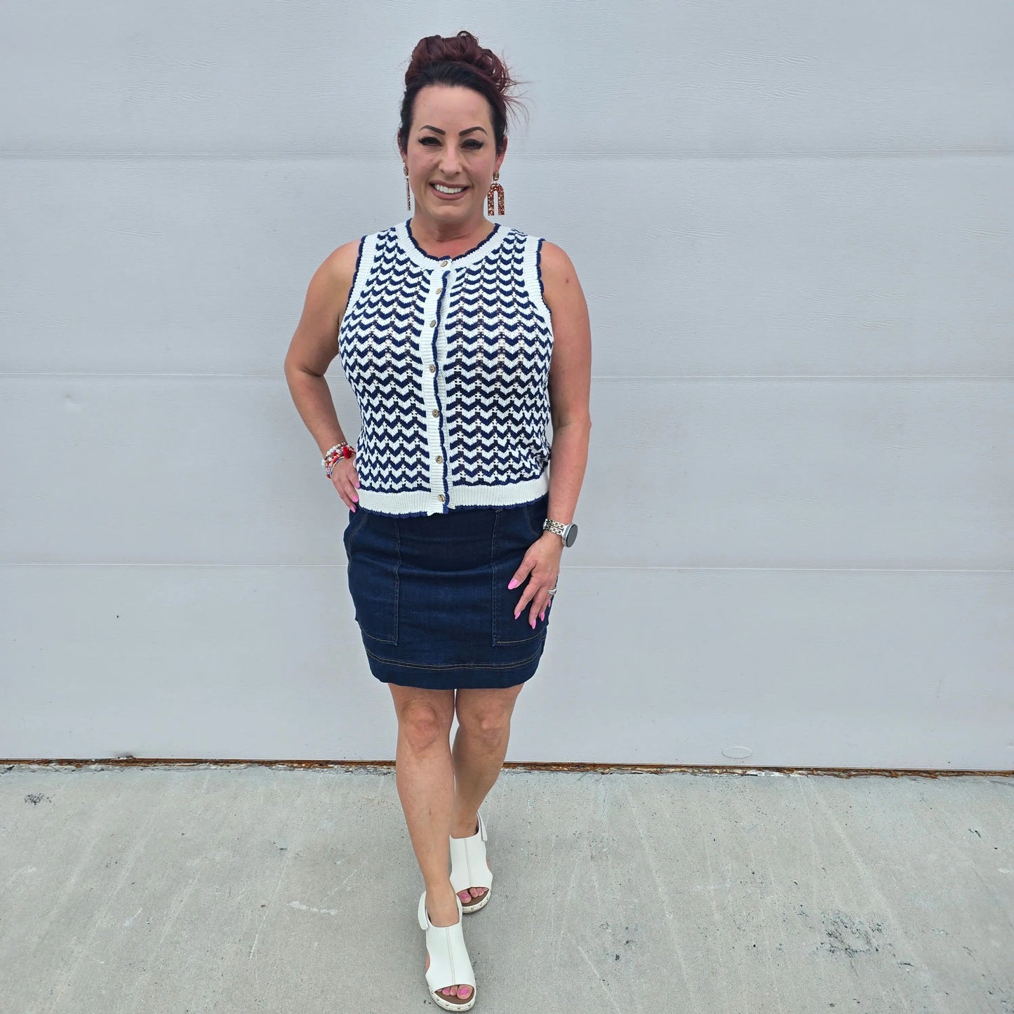 Sleeveless Blue Chevron Sleeveless Staccato