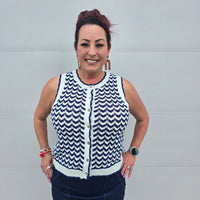 Sleeveless Blue Chevron Sleeveless Staccato