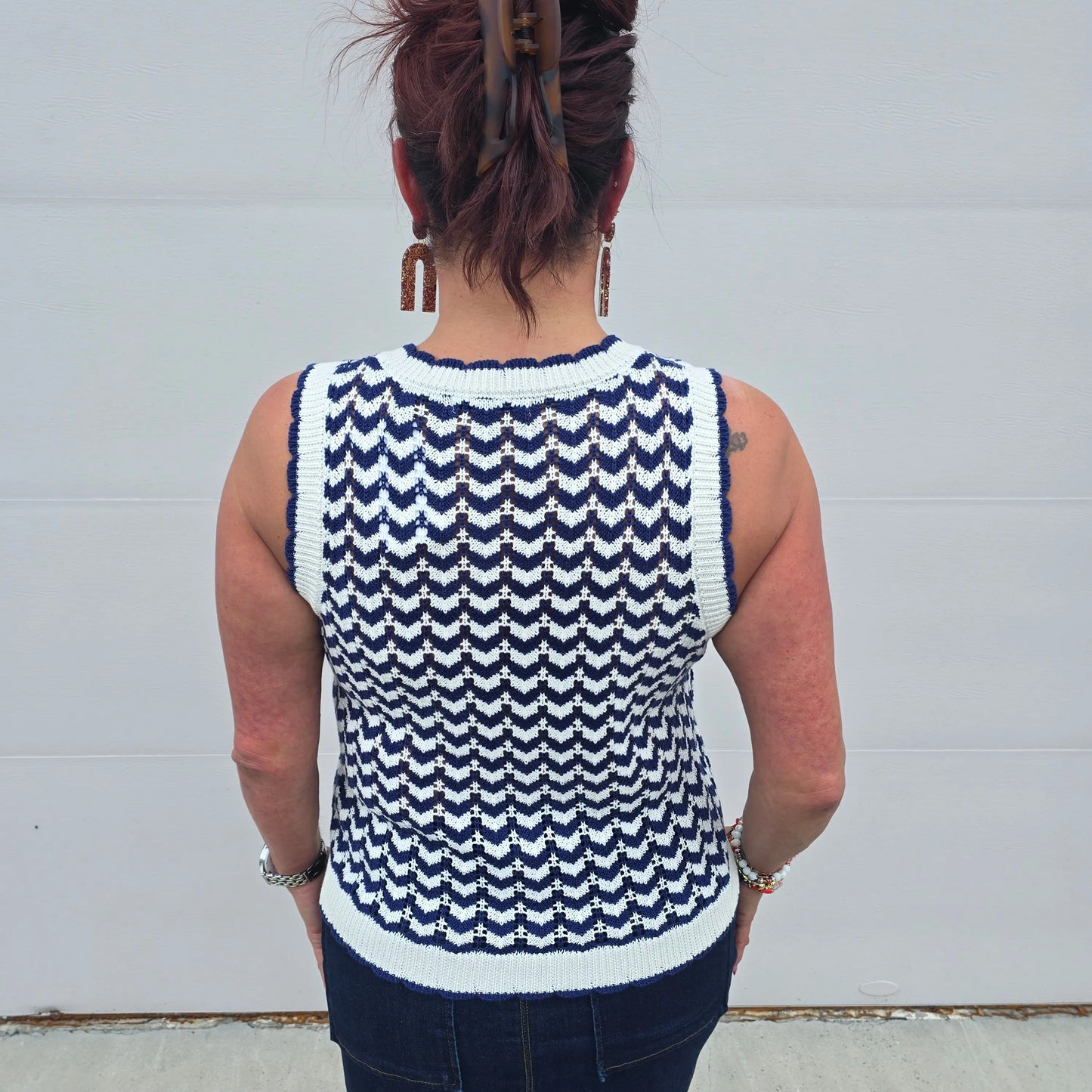 Sleeveless Blue Chevron Sleeveless Staccato