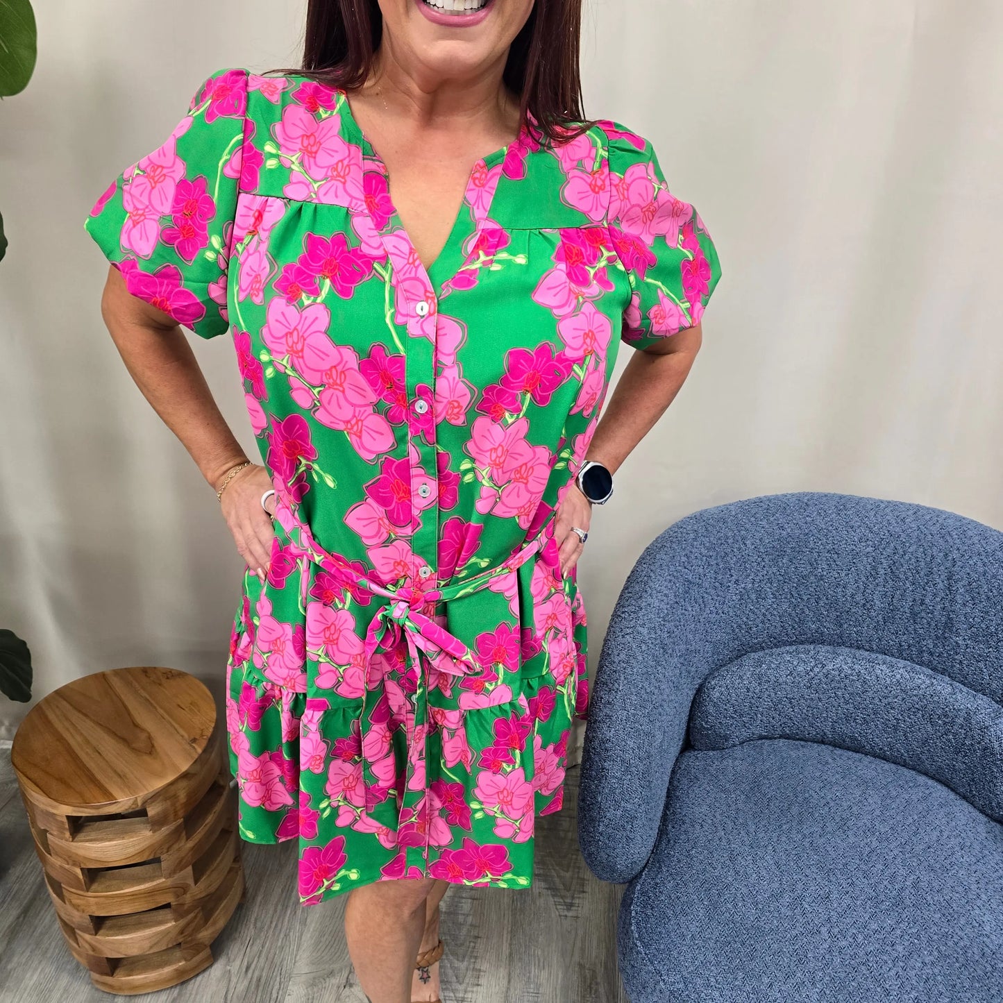 Pink floral dress Mary Square