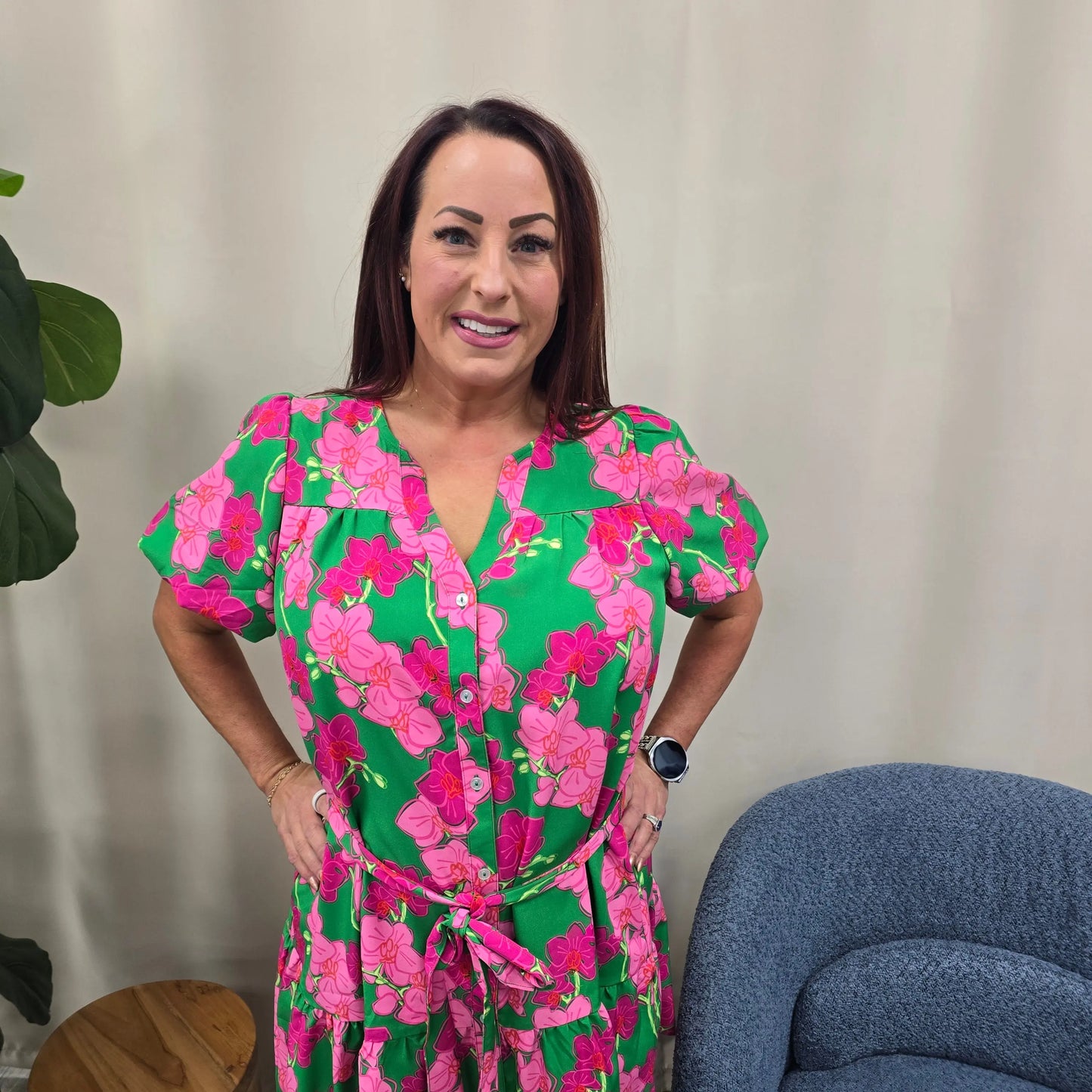 Pink floral dress Mary Square