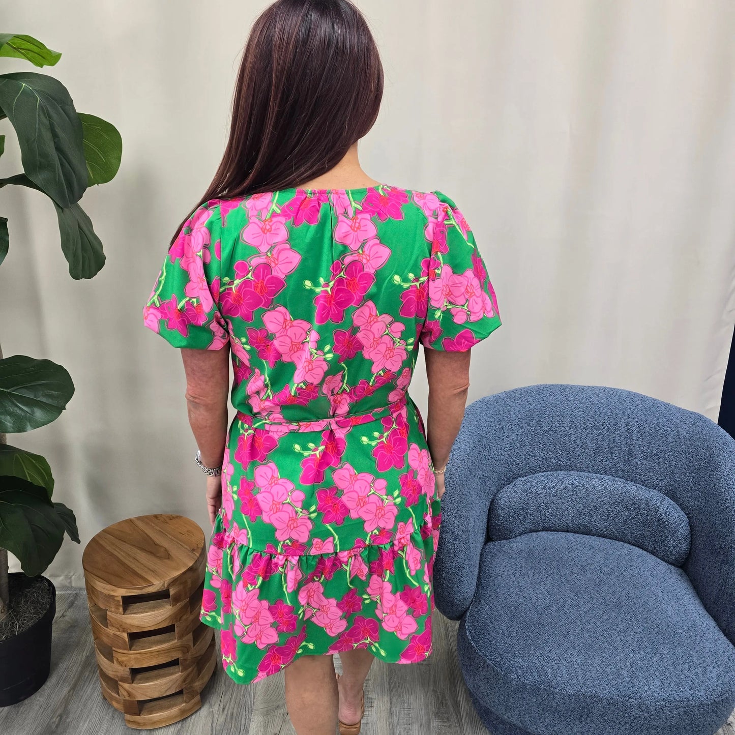 Pink floral dress Mary Square