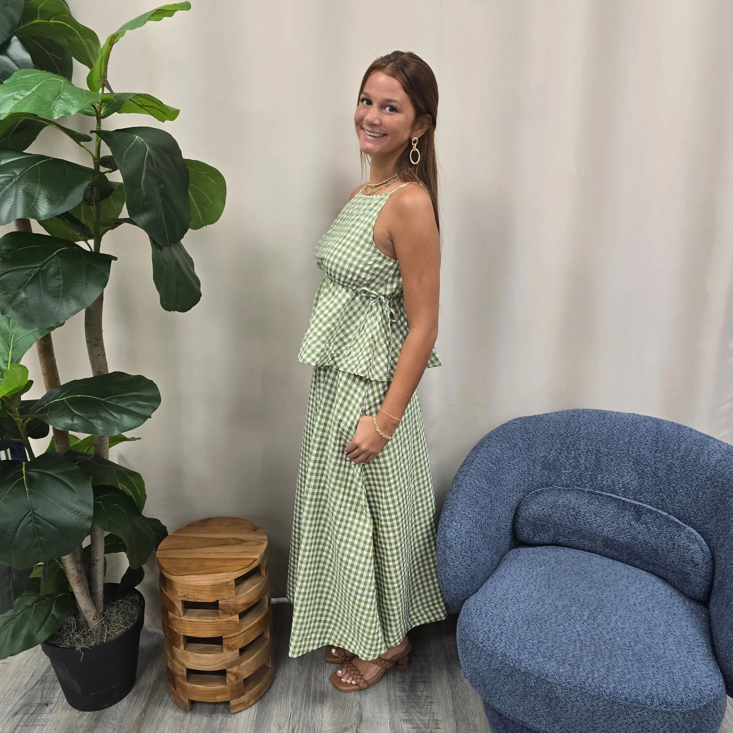 green gingham set Blu Pepper