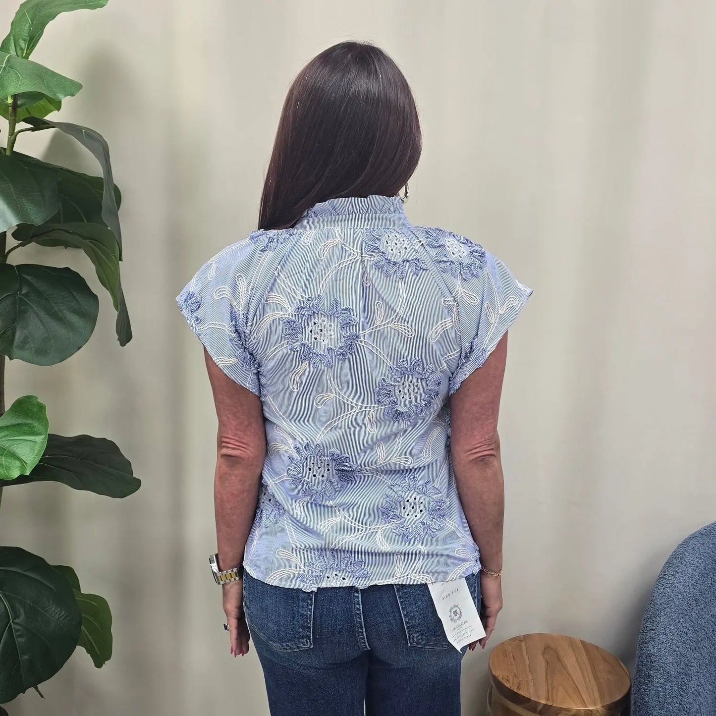 Blue Floral Applique THML