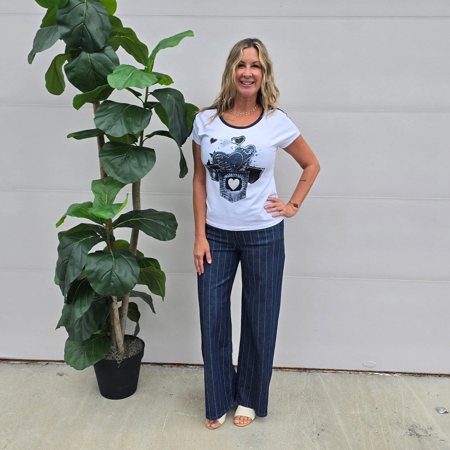 pinstripe relaxed jeans risen