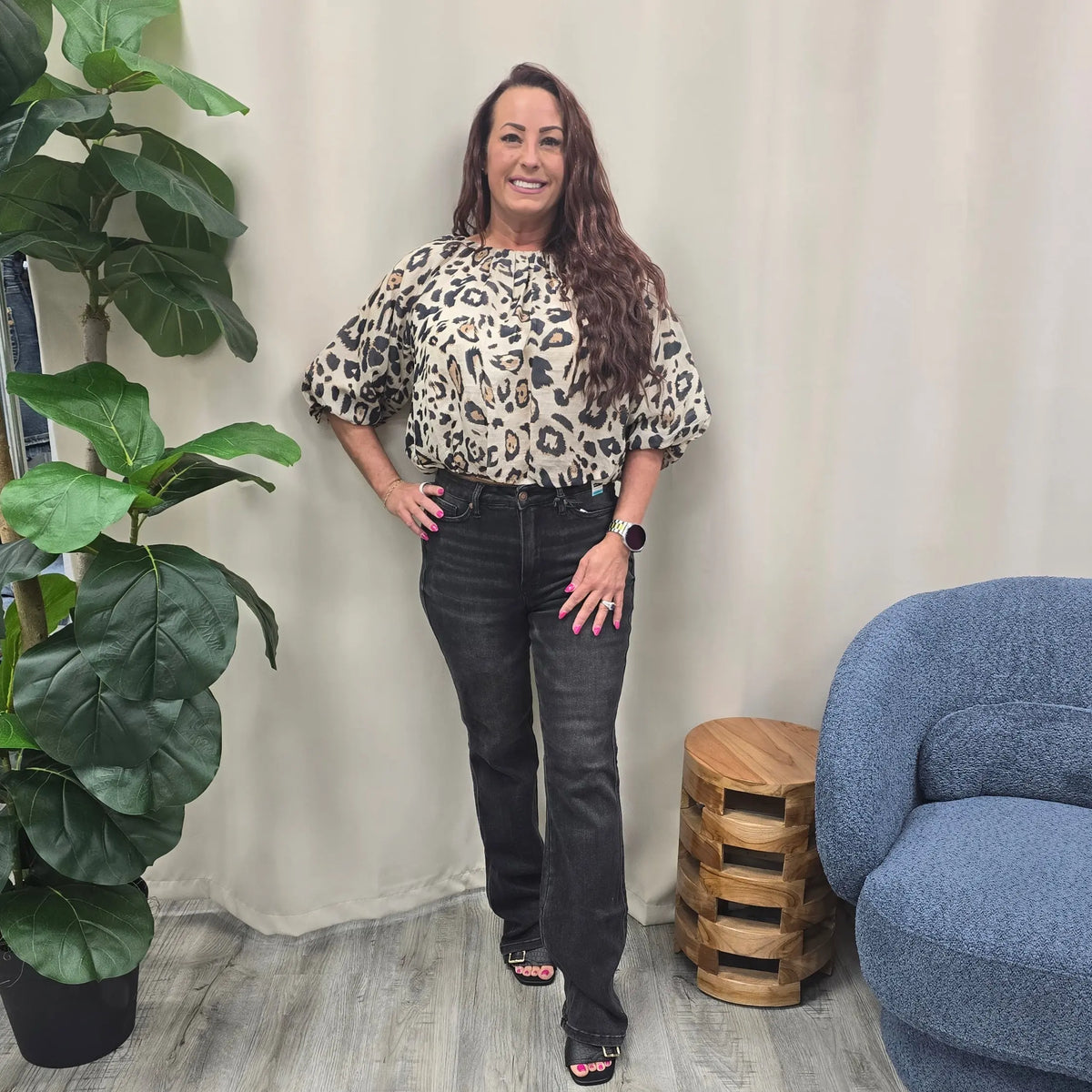 animal print bubble hem THML