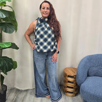 plaid sleeveless THML
