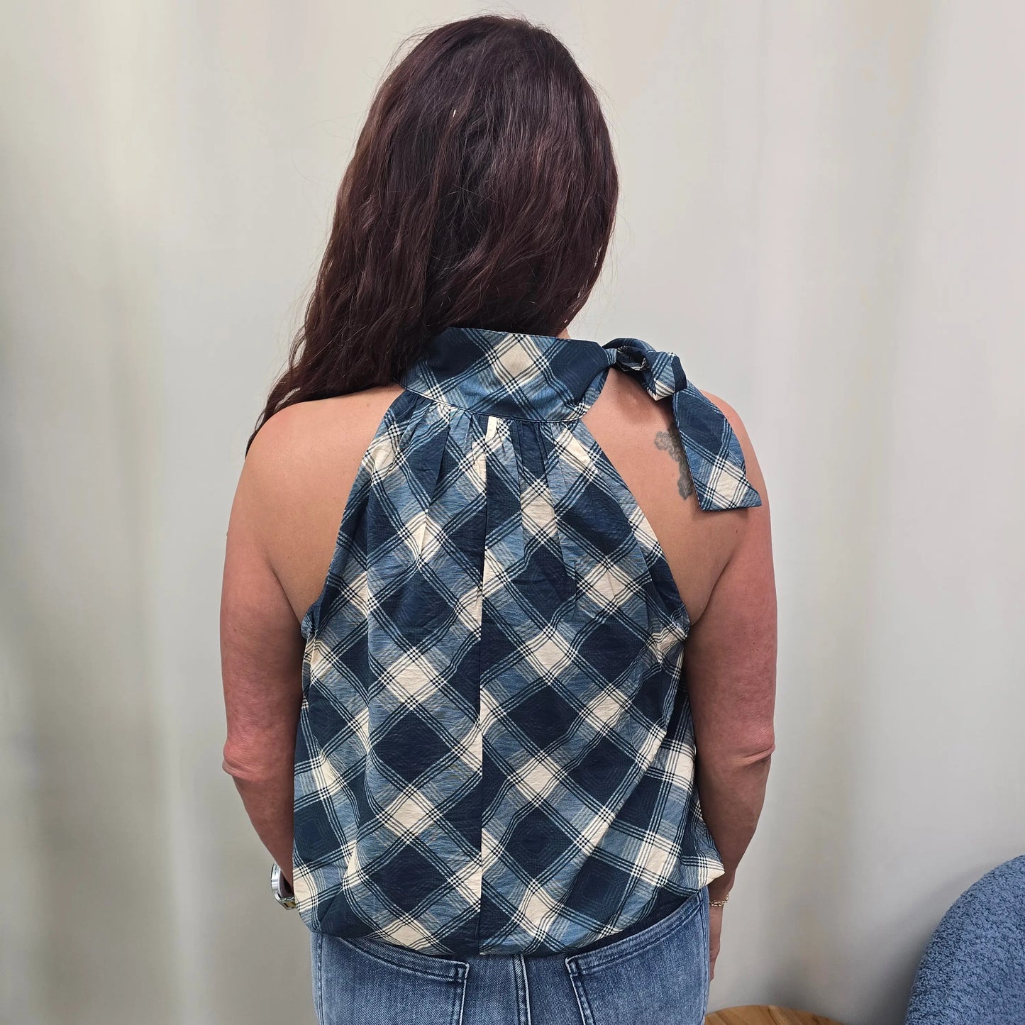 plaid sleeveless THML
