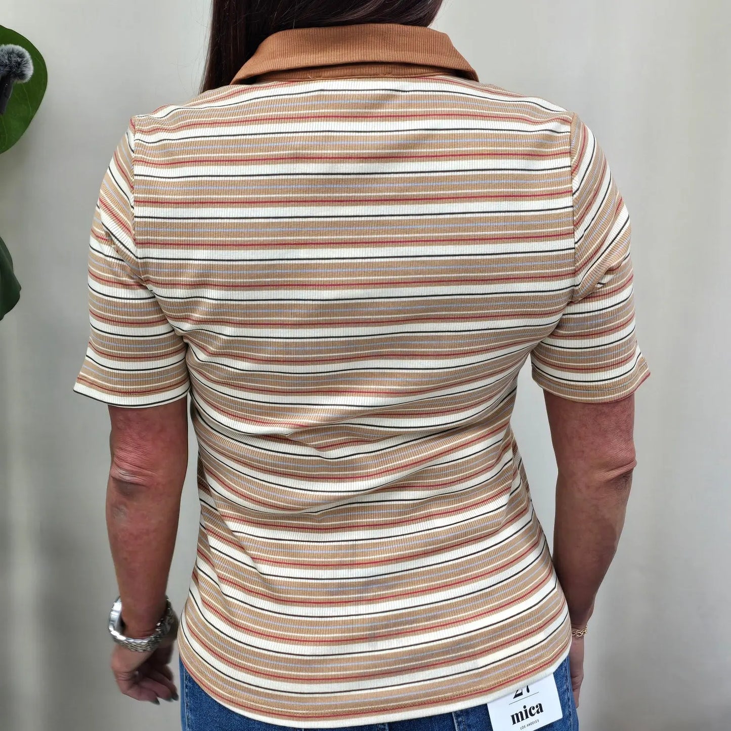 zip up stripe shirt Doe & Rae