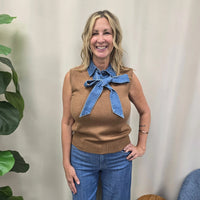 sleeveless denim trim Ee:some