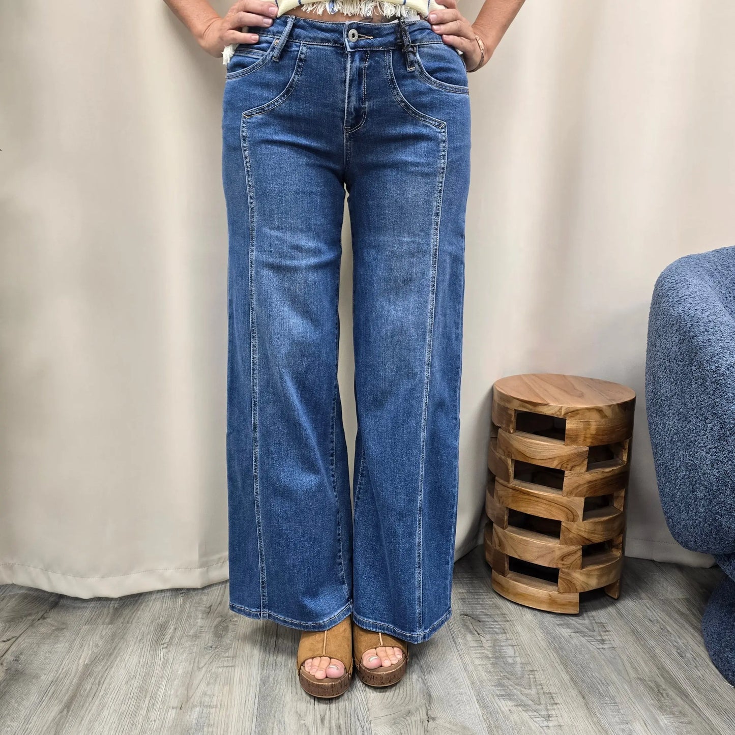 Noelle Side Panel Wide Leg Jeans MIca
