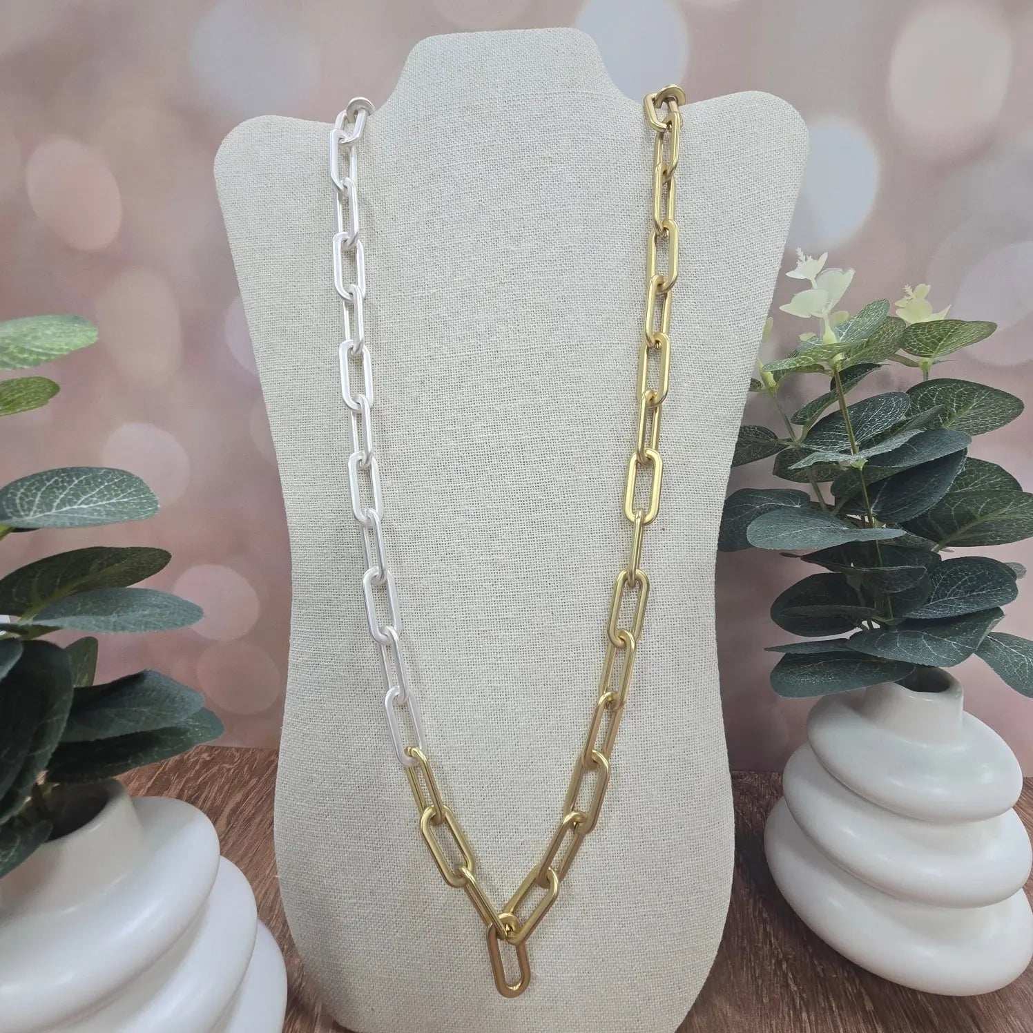 Teagan Long Two-Tone Link Necklace – Cruz By Design