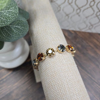 Multi Square Stone with Gold Hinged 7.25" Bracelet What's Hot