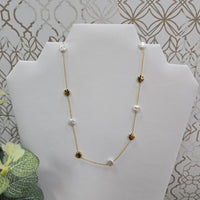 Stainless Steel Flat Pearl and Gold 16"-18" Necklace What's Hot