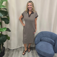 brn striped dress She+Sky