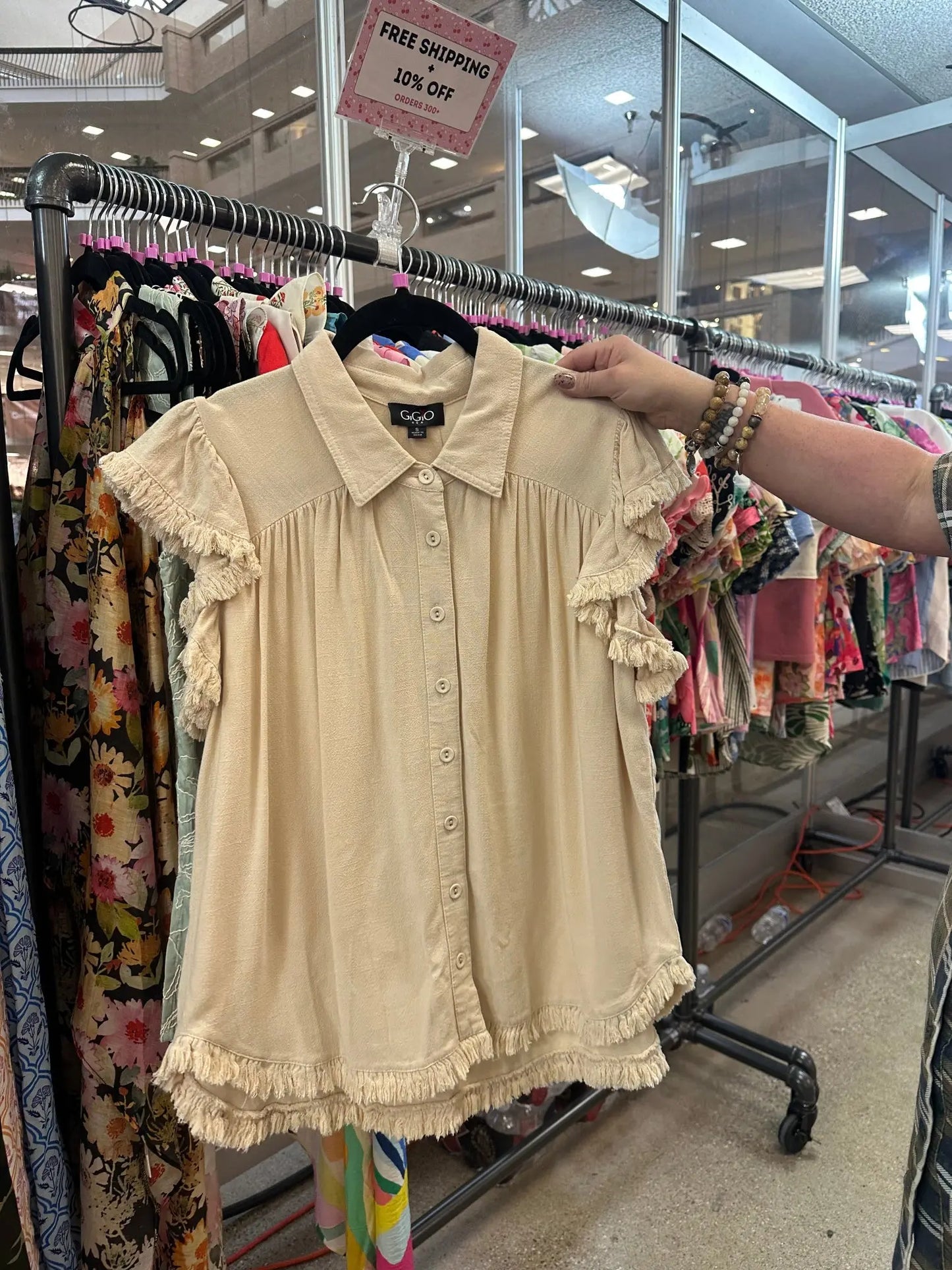 cream fringed shirt Gigio