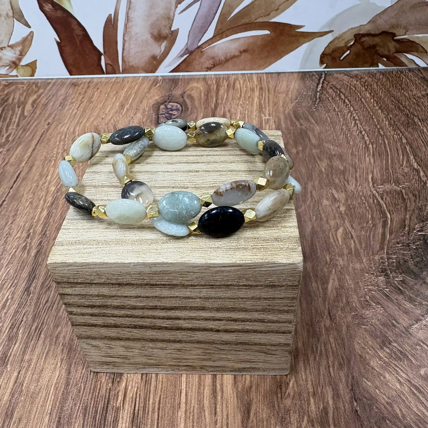 Bracelet Stretch Oval Amazonite w/14KGoldPlated Spacers7.25” rant & rave