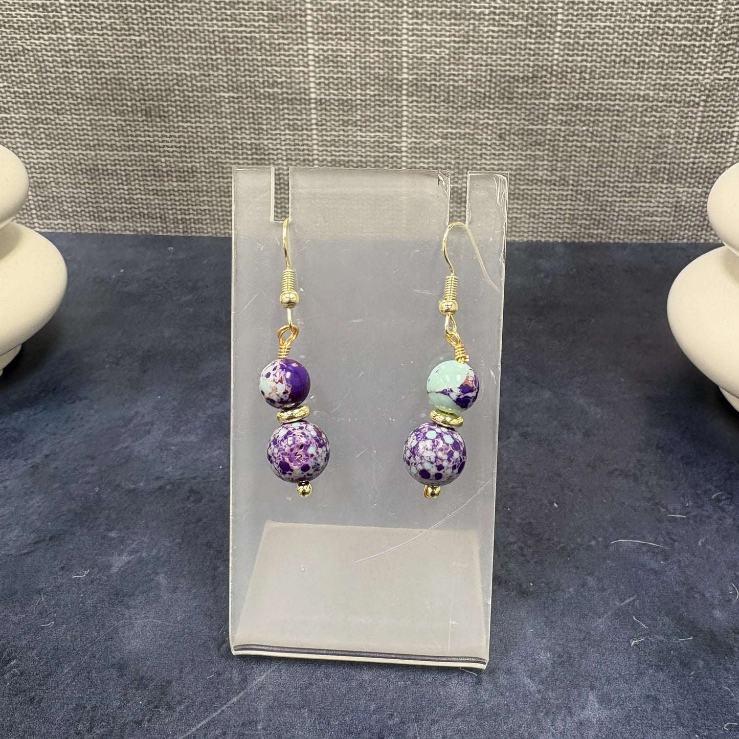 purple bead earrings Dlyan T Designs