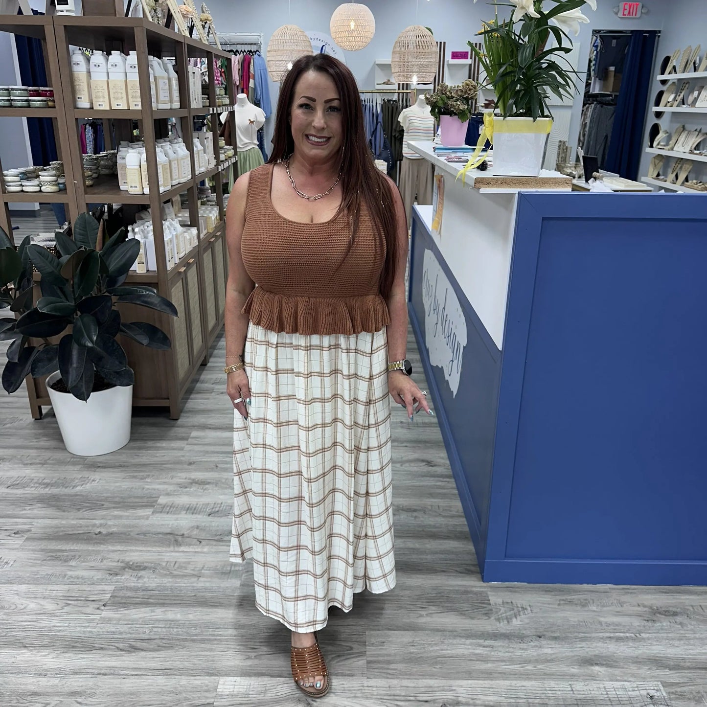 Rust Checked Dress Blu Pepper