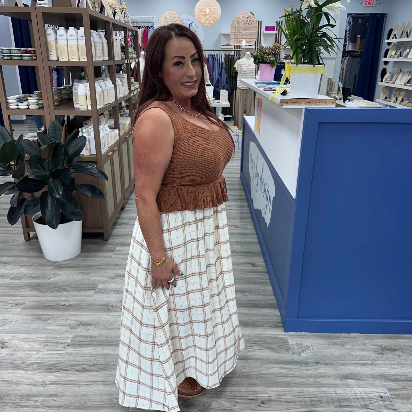 Rust Checked Dress Blu Pepper