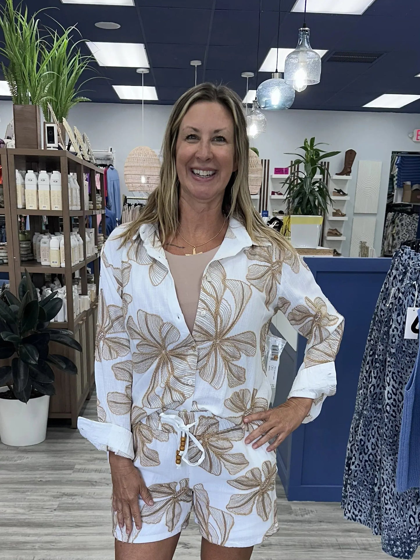 Madison Embroidery Button Up Shirt Tribal