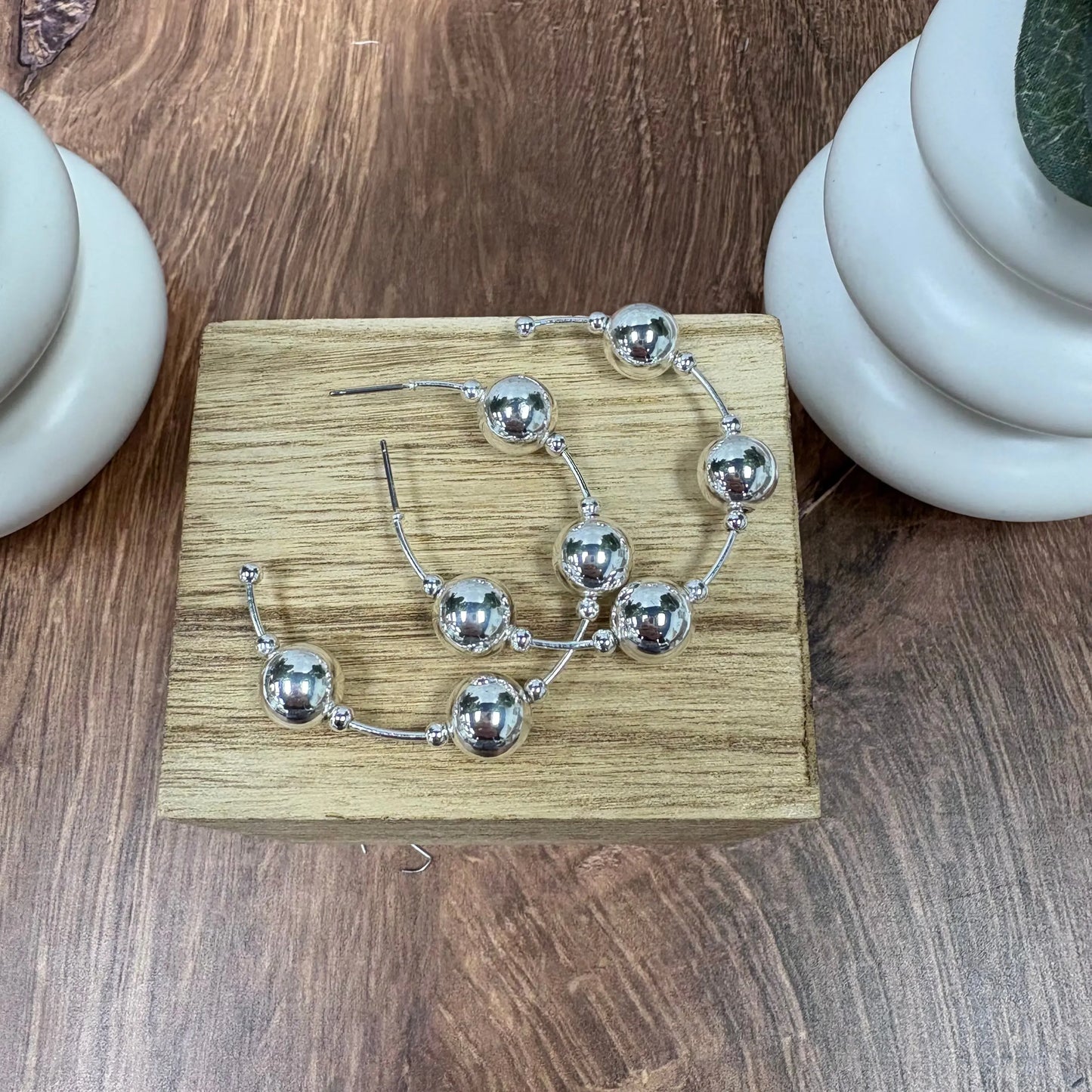 Silver Glow Beaded Hoop Earrings What's Hot