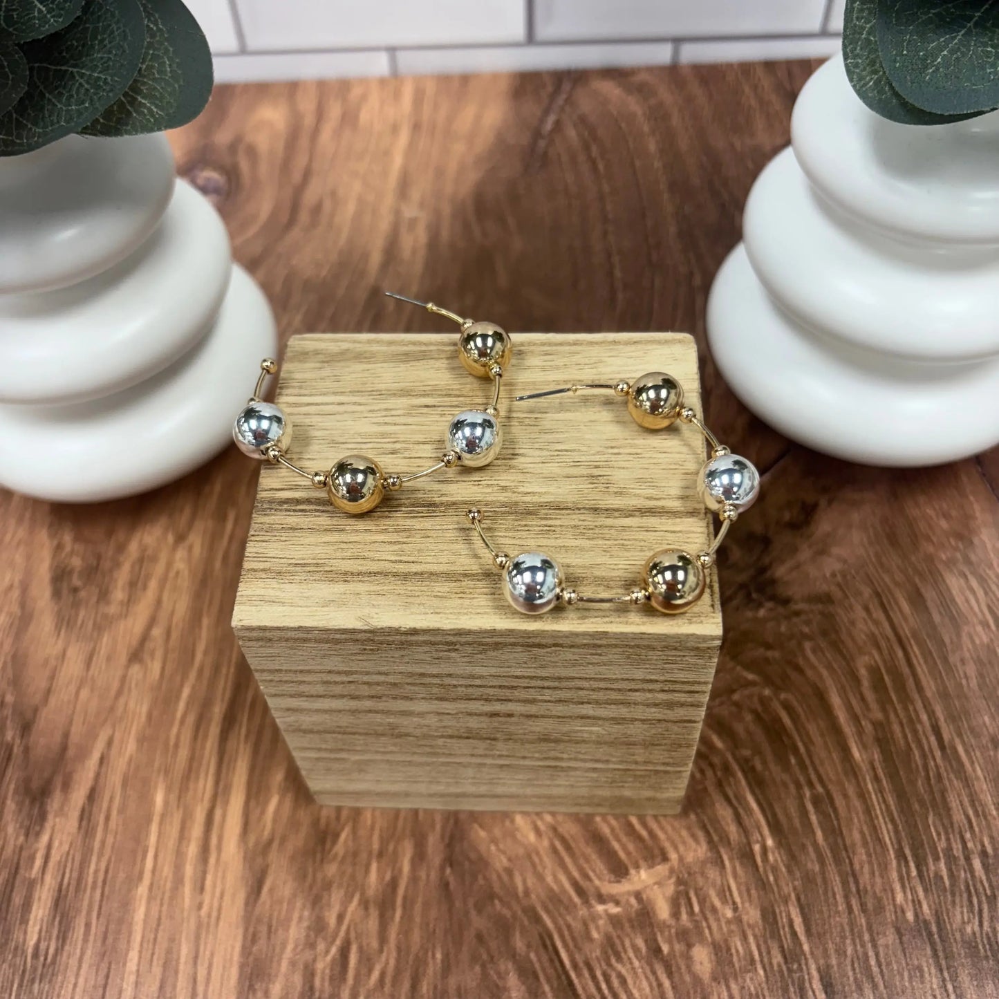 WR Two-Tone Glow Beaded Hoop Earrings What's Hot