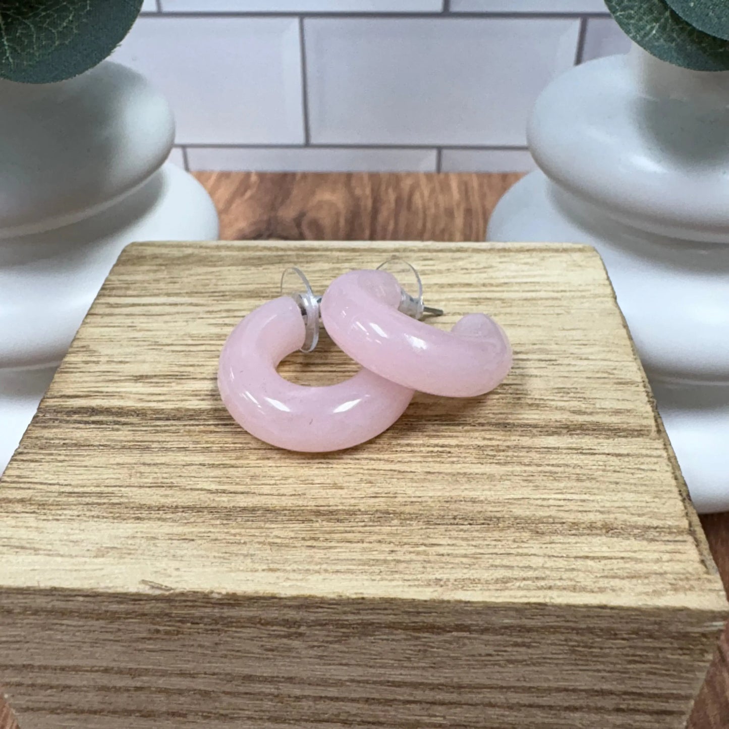 Blush Pop Hoop Earrings Hypoallergenic What's Hot