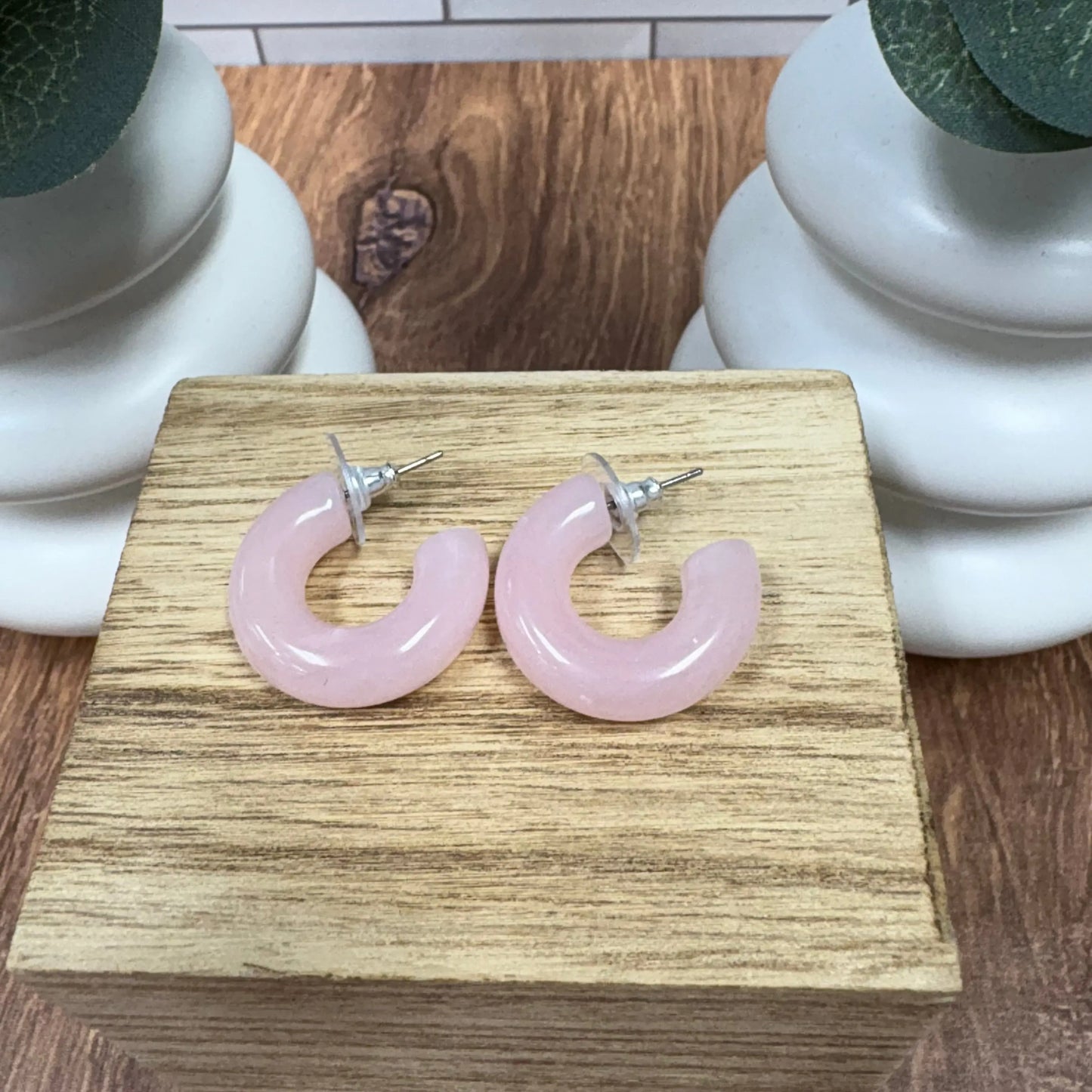 Blush Pop Hoop Earrings Hypoallergenic What's Hot