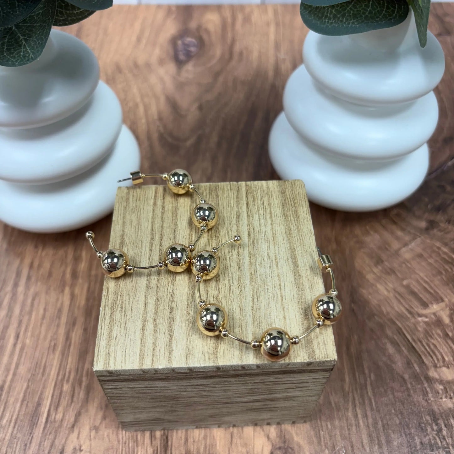 WR Golden Glow Beaded Hoop Earrings What's Hot