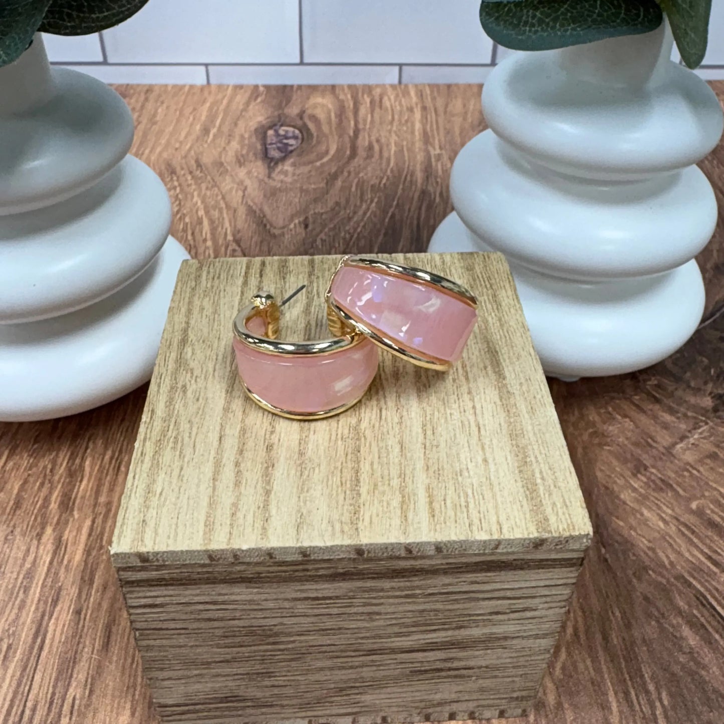 Blush Glow Hoop Earrings What's Hot