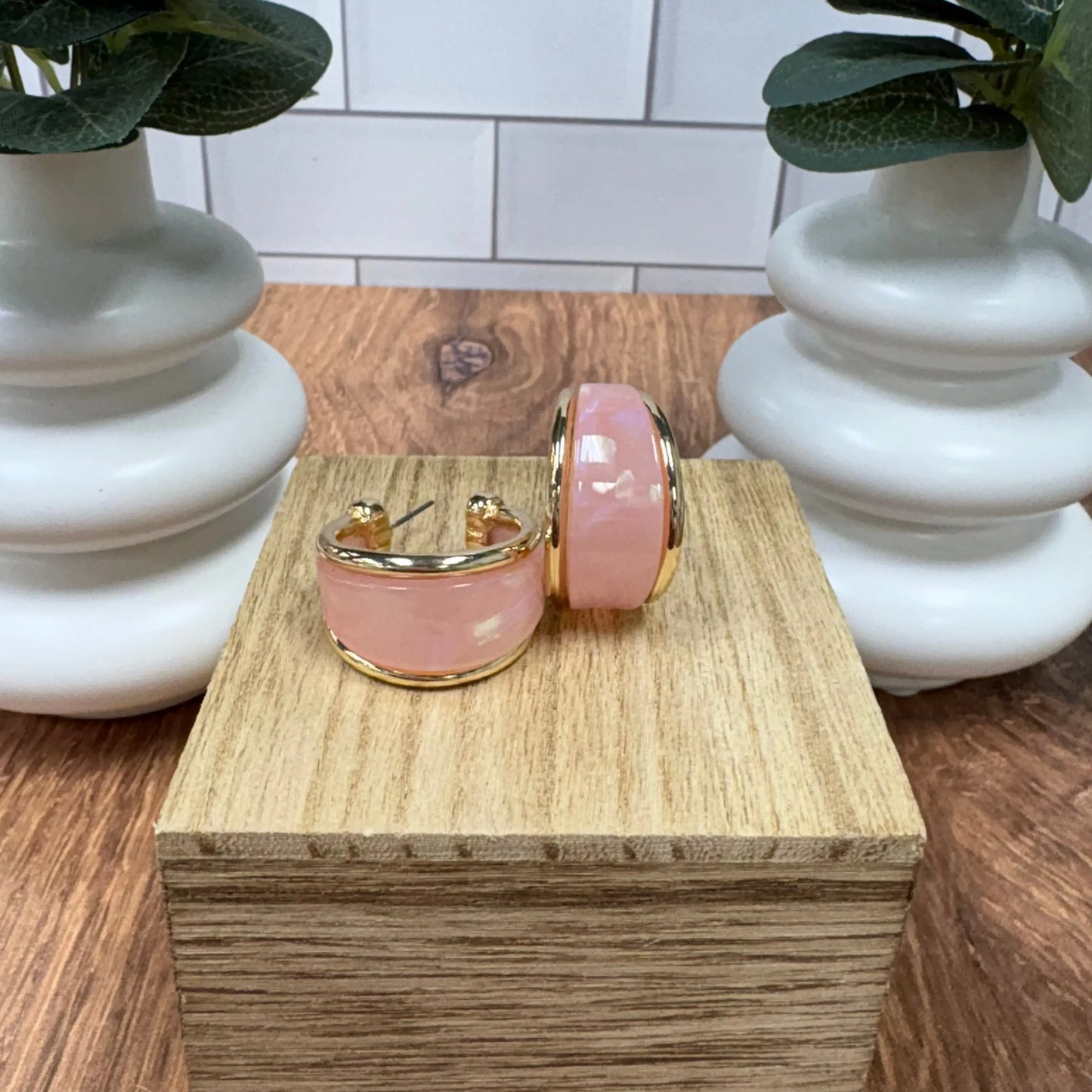 Blush Glow Hoop Earrings What's Hot