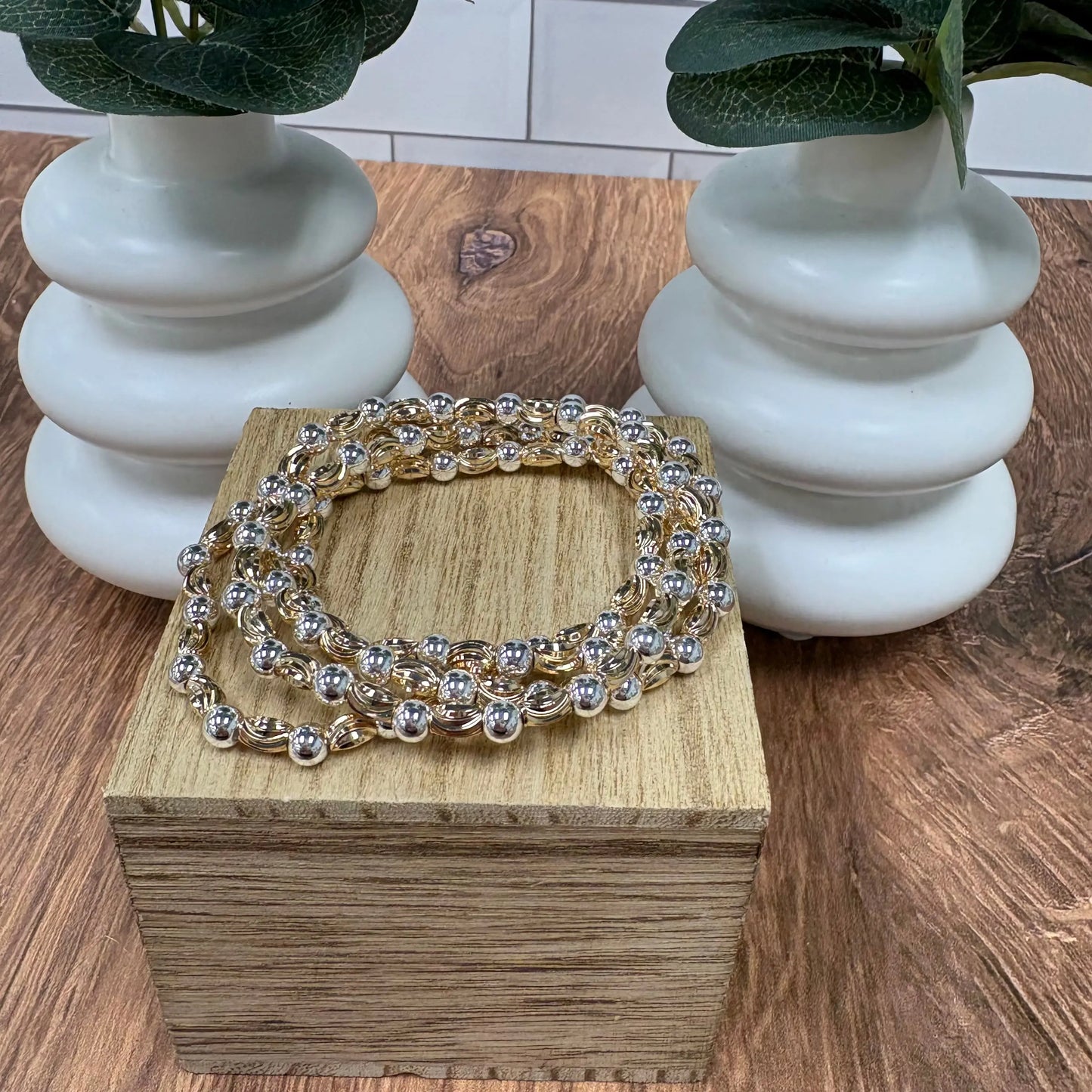 WR Champagne Shine Stack Bracelet Set (Set of 4) What's Hot