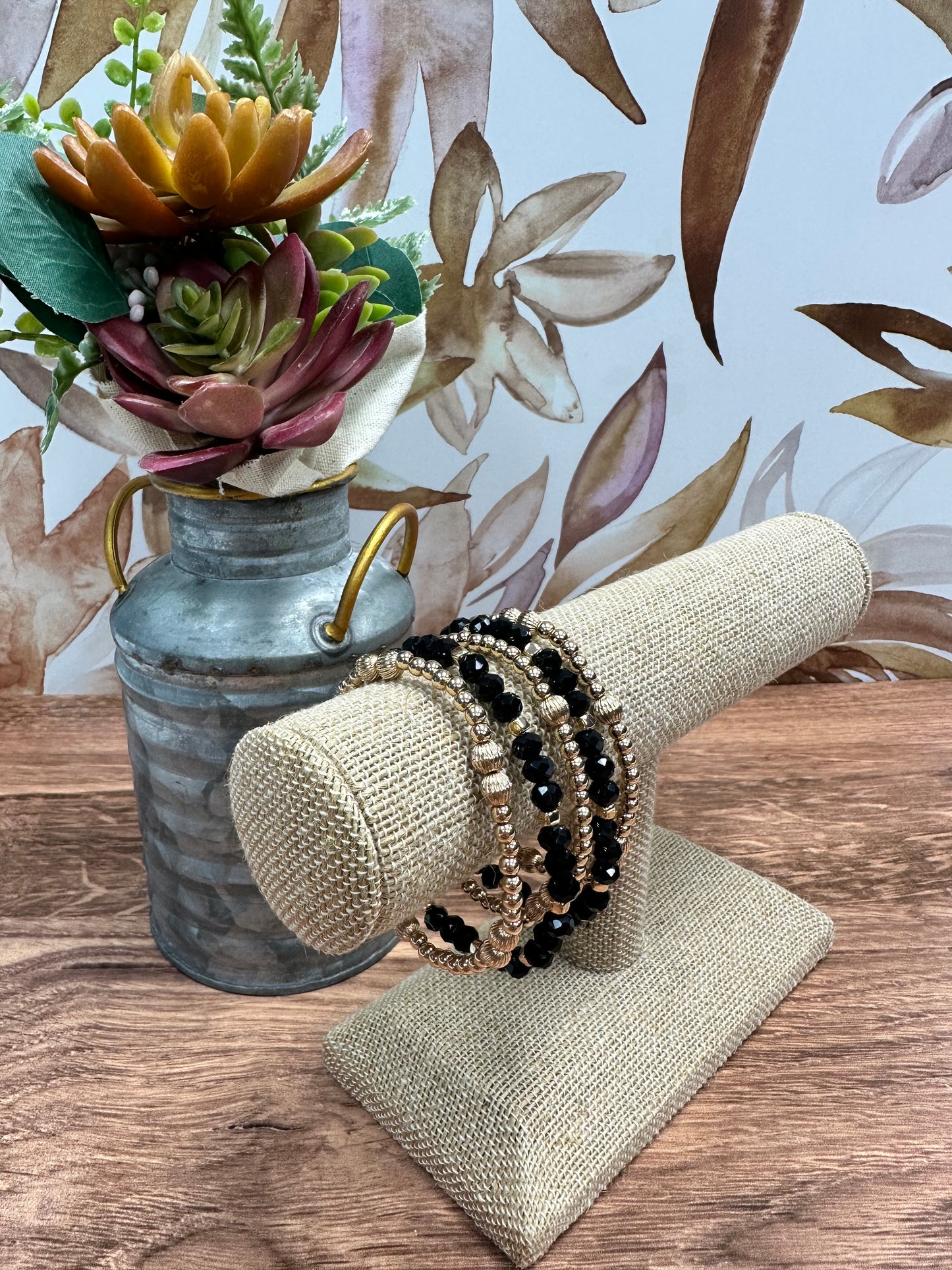 Water Resistant Black & Gold Bracelets