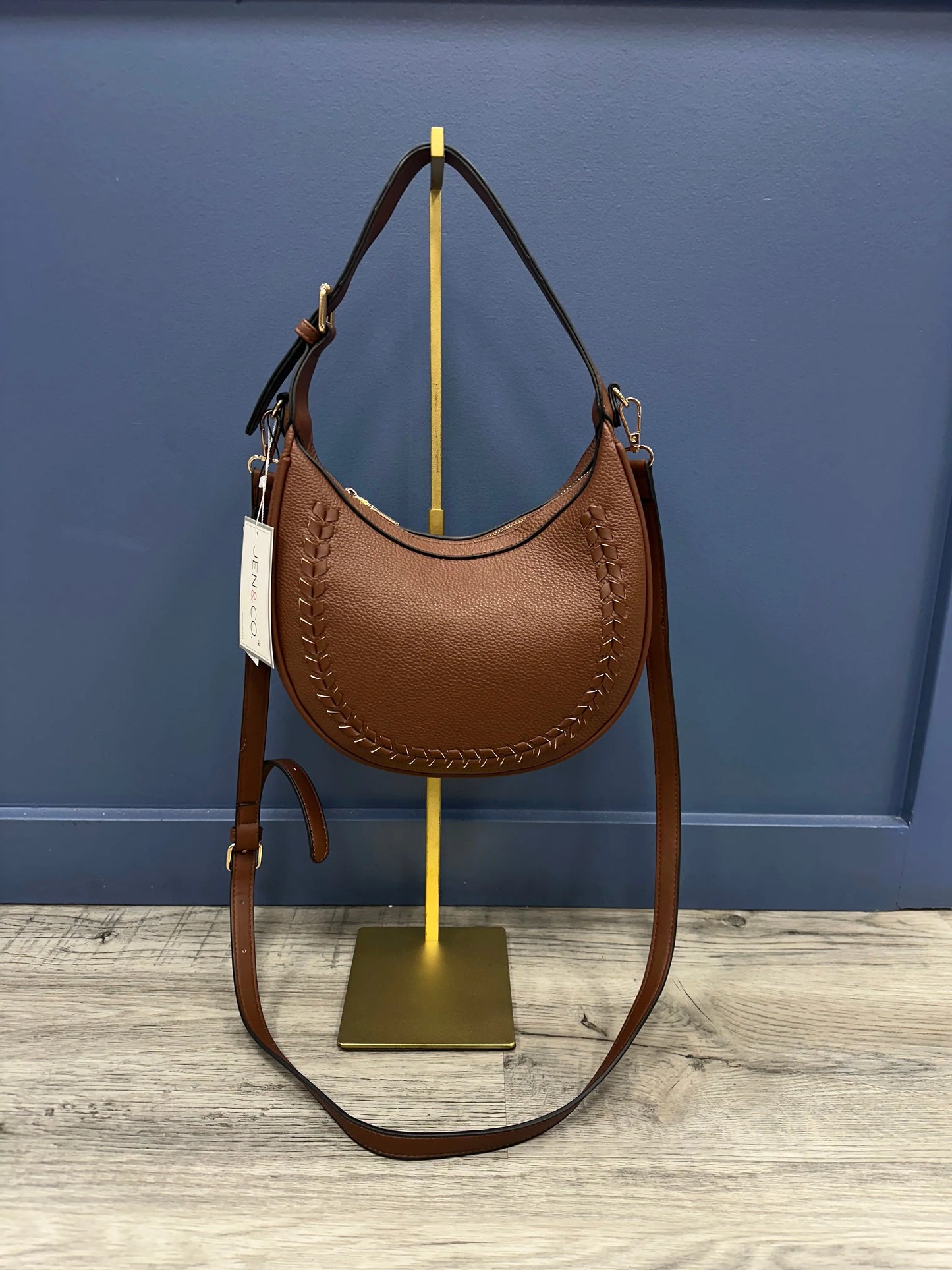 Tristan Round Whipstitch Shoulder Bag w/ Crossbody Strap Jen & Co