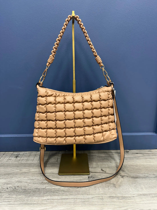 Jacqueline Puffer Shoulder Bag w/ Macrame Strap Jen & Co