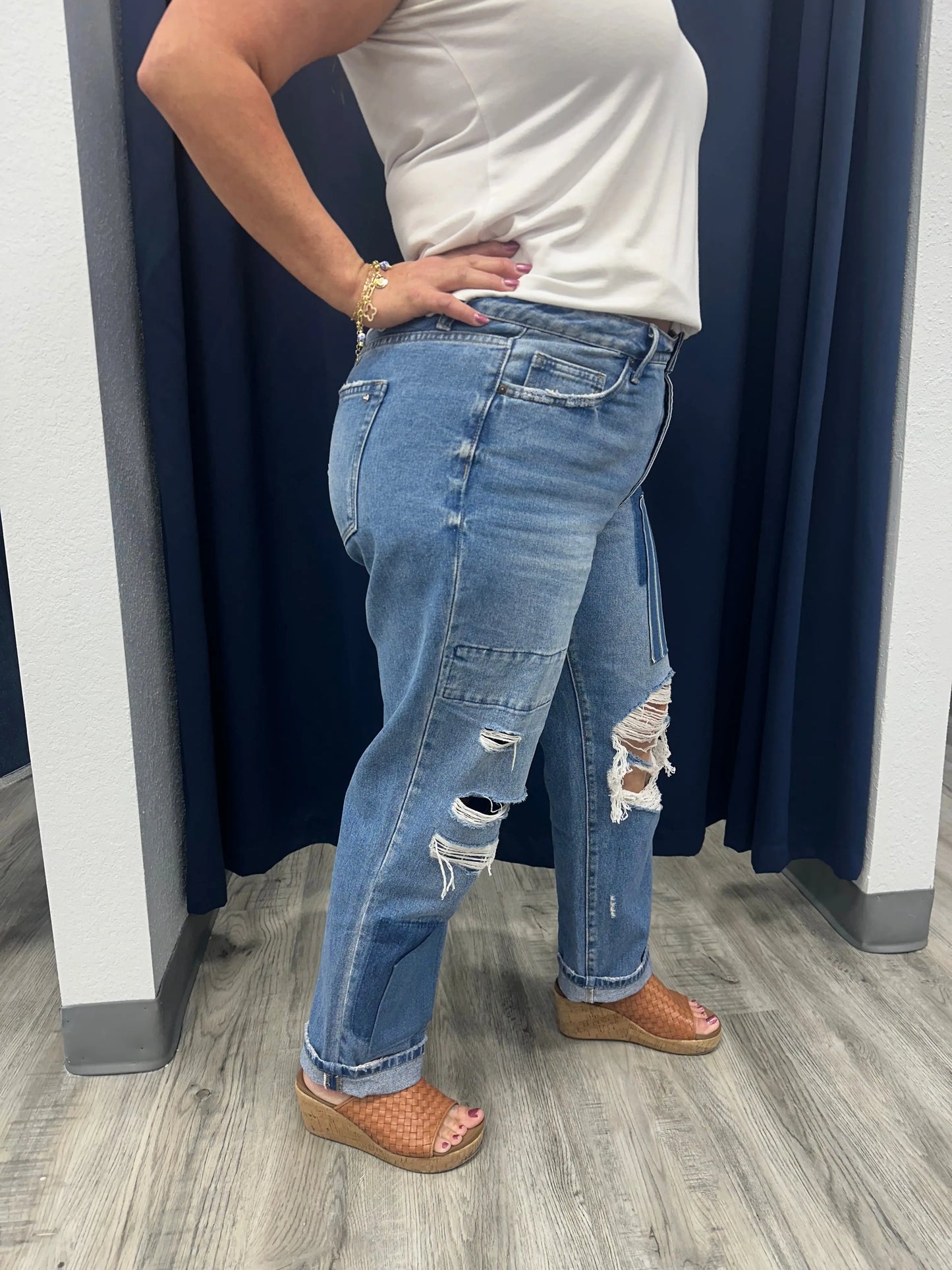 Reagan Patch Boyfriend Crop MIca