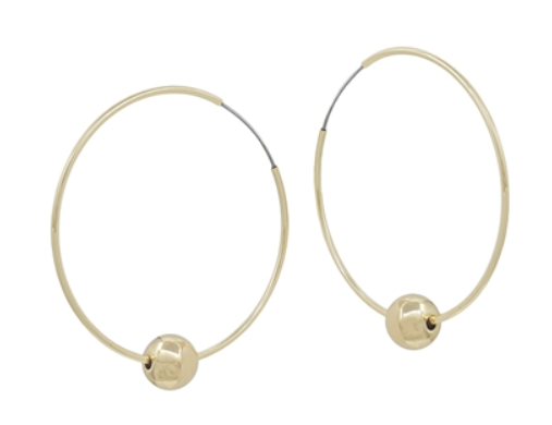 Gold Hoops w/Gold Bead