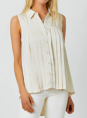 Sleeveless Pleated Blouse