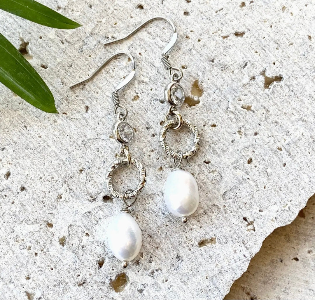 Silver Pearl Earrings VB & Co Designs