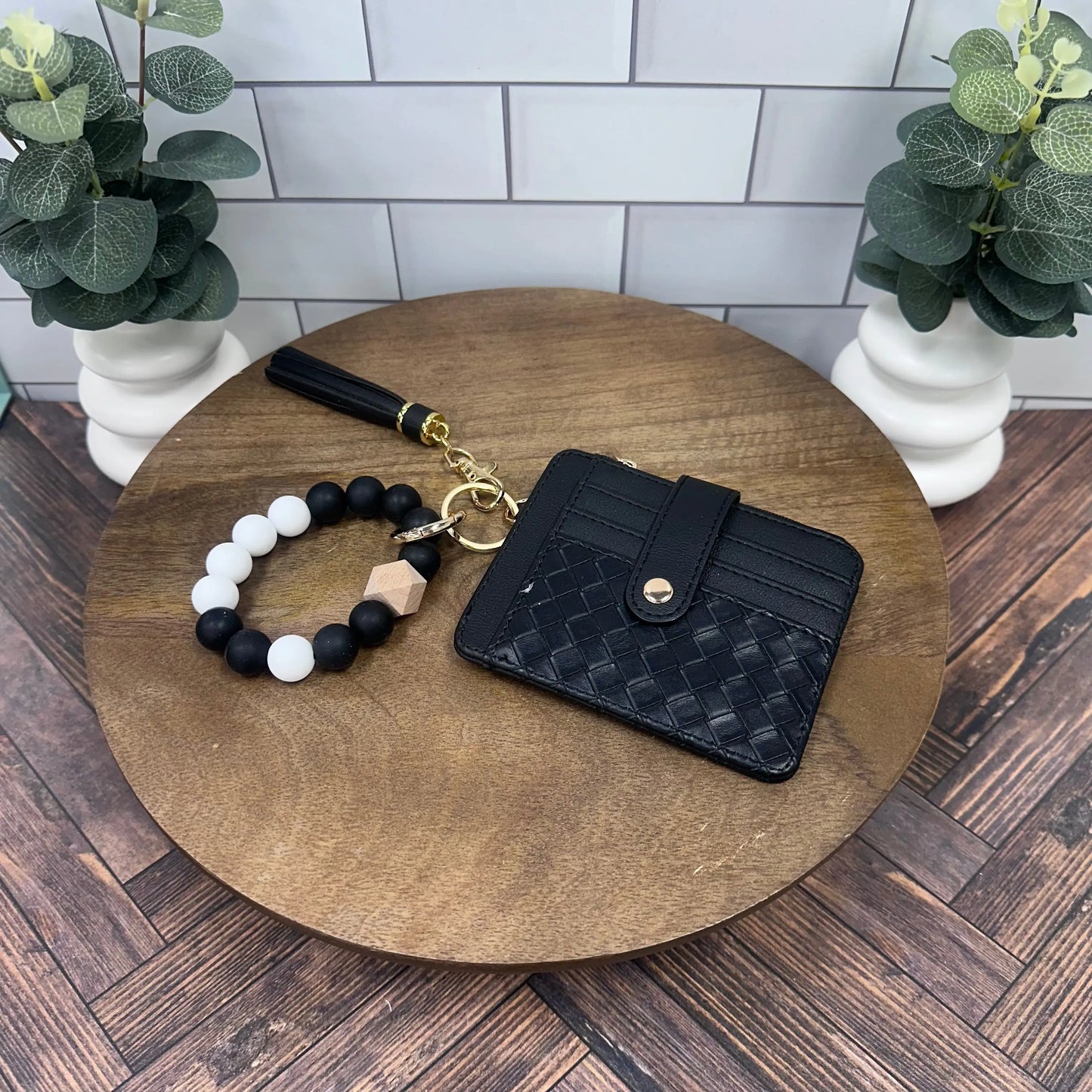 Nina Quilted Beaded Keychain Bracelet Wallet Mimi Wholesale