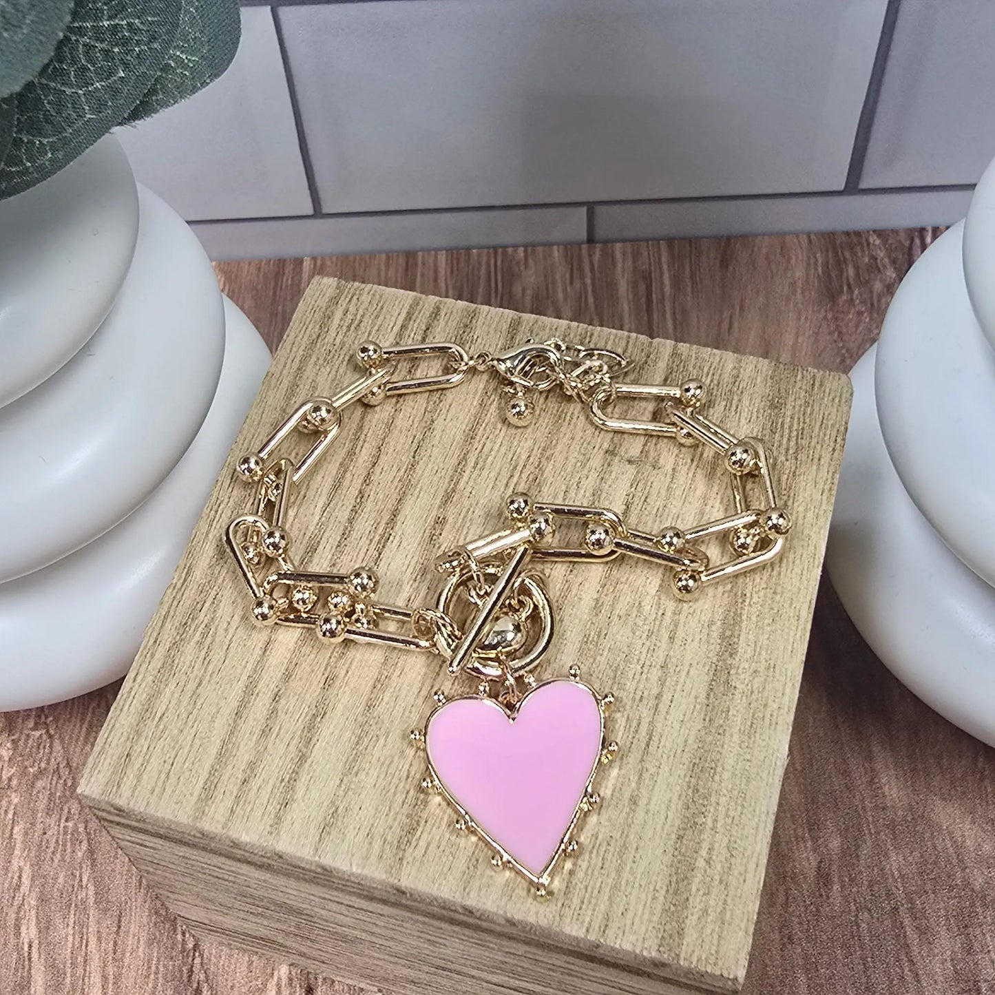 WR Pink Passion Heart Chain Bracelet What's Hot
