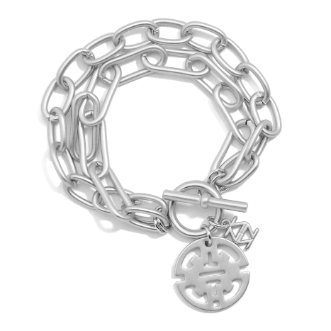 Silver Traveling Charm Cable Link Bracelet