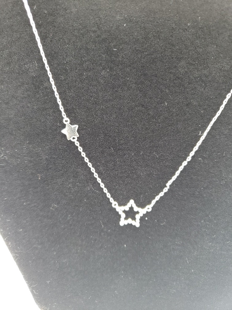 Silver Double Star Necklace