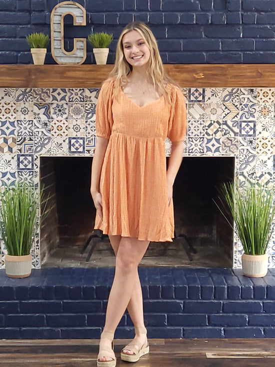 Load image into Gallery viewer, Peach Sweetheart Neck Dress
